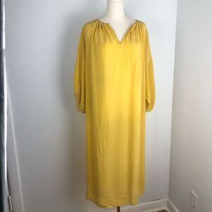 Corey Lynn Calter Sun Yellow Cupro Midi Dress Minimalist Shapeless Topper‎